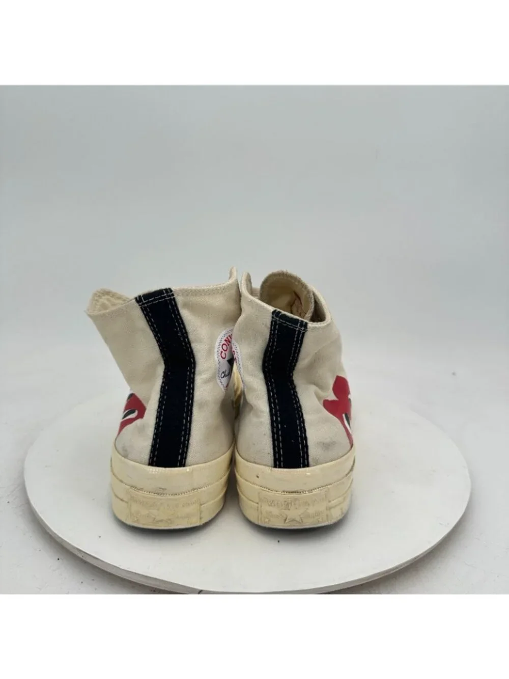 Converse x Comme des Garcons PLAY Women 8 Parchment Canvas High Top Shoes